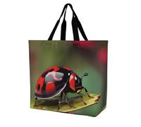 QMNLKH Sacs à provisions réutilisables, sac fourre-tout pliable et lavable, Dasisy Coccinelle Rouge, 40x40x16cm