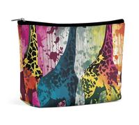 QMNLKH Trousse de maquillage de voyage pour femme - En jambon - Imprimé - Portable - Convient pour les vacances et les voyages, Girafe colorée., Taille unique