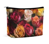 QMNLKH Trousse de maquillage de voyage pour femme - En jambon - Imprimé - Portable - Convient pour les vacances et les voyages, Beaucoup de roses, Taille unique