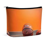QMNLKH Trousse de maquillage de voyage pour femme - Motif ballerine - Portable - Convient pour les vacances et les voyages, Ballon de basket orange., Taille unique