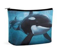 QMNLKH Trousse de maquillage de voyage pour femme - Motif coq et poules - Portable - Convient pour les vacances et les voyages, Baleine tueuse., Taille unique