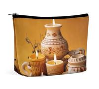 QMNLKH Trousse de maquillage de voyage pour femme Motif fleur d'oranger, Bougies et bougies chauffe-plat, One size