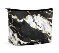 QMNLKH Trousse de maquillage de voyage pour femme - Noir et blanc - Motif notes de musique - Portable - Convient pour les vacances et les voyages, Texture marbre noir et blanc., Taille unique