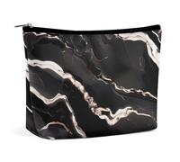 QMNLKH Trousse de maquillage de voyage pour femme - Noir et blanc - Motif notes de musique - Portable - Convient pour les vacances et les voyages, Marbre noir or rose -, One size