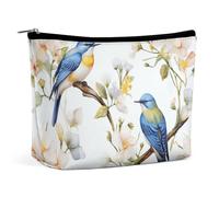 QMNLKH Trousse de maquillage pour femme - Trousse de toilette de voyage - Motif coquelicots rouges - Portable - Convient pour les vacances et les voyages, Aquarelle Fleurs et Oiseaux, Taille unique