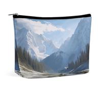 QMNLKH Trousse de maquillage pour femme - Trousse de toilette de voyage pour la Saint-Valentin - Motif cœur - Portable - Convient pour les vacances et les voyages, Montagnes enneigées., Taille unique