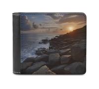 QMNRTK Along The Rocks - Portefeuille en cuir à deux volets pour homme et femme, blocage RFID, capacité supplémentaire, coutures ultra résistantes, portefeuille fin avec 8 emplacements pour cartes,