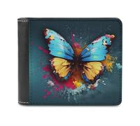 QMNRTK Art Butterfly Portefeuille à deux volets en cuir pour homme et femme avec blocage RFID, capacité supplémentaire, coutures ultra résistantes, portefeuille fin avec 8 emplacements pour cartes,
