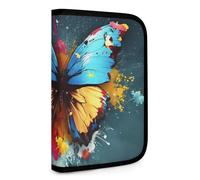 QMNRTK Art Butterfly Portefeuille compact multifonction pour carte de crédit avec fermeture éclair - Blocage RFID - Portefeuille à deux volets pour homme et femme - Style - Taille unique, Style :,