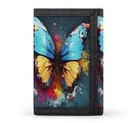 QMNRTK Art Butterfly Portefeuille fin à triple pli, portefeuille fin personnalisé gravé RFID pour homme et femme, style, taille unique, Style :, Taille unique