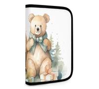 QMNRTK Bear And Gift Portefeuille compact multifonction pour carte de crédit avec fermeture éclair et blocage RFID pour homme et femme, style, taille unique, Style :, Taille unique