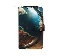 QMNRTK Beau portefeuille pour cartes de crédit en forme de globe avec blocage RFID, fin à deux volets, en cuir véritable minimaliste, poche avant, porte-clés pour homme et femme, style, 19,7 x 11 x
