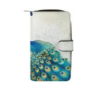 QMNRTK Beau portefeuille pour cartes de crédit motif paon et floral avec blocage RFID fin en cuir véritable minimaliste poche avant porte-clés pour homme et femme, style, 19,7 x 11 x 3,5 cm, Style :,