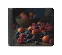 QMNRTK Berries on The Table Portefeuille en cuir à deux volets pour homme et femme avec blocage RFID, capacité supplémentaire, coutures ultra résistantes, portefeuille fin avec 8 emplacements pour