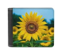 QMNRTK Beutiful Portefeuille en cuir tournesol à deux volets pour homme et femme avec blocage RFID, capacité supplémentaire, coutures ultra résistantes, portefeuille fin avec 8 emplacements pour