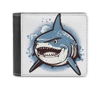 QMNRTK Blue Shark Pictures Portefeuille en cuir à deux volets pour homme et femme avec blocage RFID, capacité supplémentaire, coutures ultra résistantes, portefeuille fin avec 8 emplacements pour