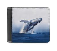 QMNRTK Blue Whale Portefeuille à deux volets en cuir pour homme et femme avec blocage RFID, capacité supplémentaire, coutures ultra résistantes, portefeuille fin avec 8 emplacements pour cartes,
