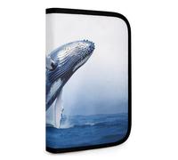 QMNRTK Blue Whale - Portefeuille compact multifonctionnel avec porte-cartes de crédit et fermeture éclair en cuir avec blocage RFID pour homme et femme, style, taille unique, Style :, Taille unique