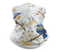 QMNRTK Cagoule à motif aquarelle fleurs et oiseaux - Protection UV - Cache-cou respirant - Masque de ski pour homme et femme - Bandana élastique - Blanc - Taille unique
