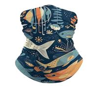 QMNRTK Cagoule avec motif poisson et corail, protection UV, cache-cou, masque de ski respirant pour homme et femme, bandana élastique, blanc, taille unique