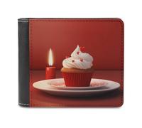 QMNRTK Cake And Candles Portefeuille en cuir à deux volets pour homme et femme avec blocage RFID, capacité supplémentaire, coutures ultra résistantes, portefeuille fin avec 8 emplacements pour cartes,
