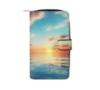QMNRTK Calm at The Sunset Portefeuille pour cartes de crédit avec blocage RFID en cuir véritable minimaliste avec poche avant pour homme et femme, style, 19,7 x 11 x 3,5 cm, Style :, 19.7x11x3.5cm