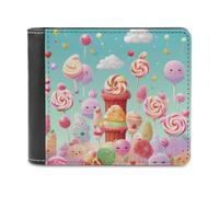 QMNRTK Candy Happy Portefeuille en cuir à deux volets pour homme et femme, blocage RFID, capacité supplémentaire, coutures ultra résistantes, portefeuille fin avec 8 emplacements pour cartes, style,