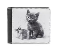 QMNRTK Cat Next to Gift Portefeuille en cuir à deux volets pour homme et femme avec blocage RFID, capacité supplémentaire, coutures ultra résistantes, portefeuille fin avec 8 emplacements pour cartes,
