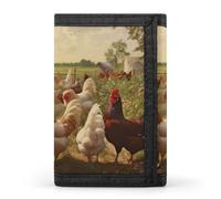 QMNRTK Chickens And Farm - Portefeuille fin à triple pli, portefeuille fin personnalisé gravé avec blocage RFID pour homme et femme, style, taille unique, Style :, Taille unique