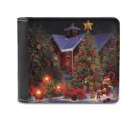 QMNRTK Christmas Cheer Portefeuille en cuir à deux volets pour homme et femme avec blocage RFID, capacité supplémentaire, coutures ultra résistantes, portefeuille fin avec 8 emplacements pour cartes,