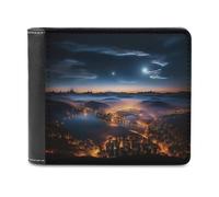 QMNRTK Cities Night View Portefeuille en cuir à deux volets pour homme et femme avec blocage RFID, capacité supplémentaire, coutures ultra résistantes, portefeuille fin avec 8 emplacements pour