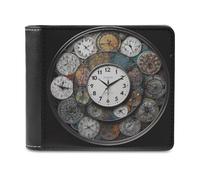 QMNRTK Clock Art - Portefeuille en cuir à deux volets pour homme et femme, blocage RFID, capacité supplémentaire, coutures ultra résistantes, portefeuille fin avec 8 emplacements pour cartes, style,