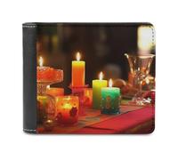 QMNRTK Colorful Candles Portefeuille à deux volets en cuir pour homme et femme avec blocage RFID, capacité supplémentaire, coutures ultra résistantes, portefeuille fin avec 8 emplacements pour cartes,
