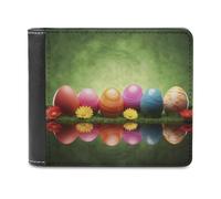 QMNRTK Colorful Eggs Portefeuille à deux volets en cuir pour homme et femme avec blocage RFID, capacité supplémentaire, coutures ultra résistantes, portefeuille fin avec 8 emplacements pour cartes,