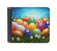 QMNRTK Colorful Eggs Portefeuille à deux volets en cuir pour homme et femme avec blocage RFID, capacité supplémentaire, coutures ultra résistantes, portefeuille fin avec 8 emplacements pour cartes,