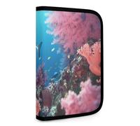 QMNRTK Coral Portefeuille compact multifonctionnel pour carte de crédit avec fermeture éclair - Blocage RFID - Portefeuille à deux volets pour homme et femme - Style - Taille unique, Style :, Taille