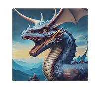 QMNRTK Coussin de chaise carré en mousse à mémoire de forme pour meubles de terrasse, chaises de cuisine, salle à manger, tabouret de bar, 38,1 x 38,1 cm, motif dragon rugissant