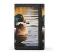 QMNRTK Duck by The Lake - Portefeuille fin à triple pli, portefeuille fin personnalisé gravé avec blocage RFID pour homme et femme, style, taille unique, Style :, Taille unique