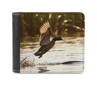 QMNRTK Duck Fly Upon River - Portefeuille à deux volets en cuir pour homme et femme, blocage RFID, capacité supplémentaire, coutures ultra résistantes, portefeuille fin avec 8 emplacements pour