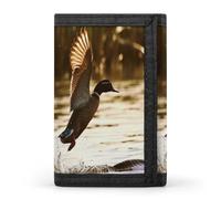 QMNRTK Duck Fly Upon River Portefeuille fin à triple volet personnalisé gravé RFID pour homme et femme, style, taille unique, Style :, Taille unique