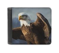 QMNRTK Eagle - Portefeuille à deux volets en cuir pour homme et femme, blocage RFID, capacité supplémentaire, coutures ultra résistantes, portefeuille fin avec 8 emplacements pour cartes, style,