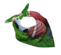 QMNRTK Écharpe de sport en soie avec balles sur l'herbe - Foulard tendance en satin léger pour le cou - Foulard en soie pour femme et homme - Style bohème - Carré de poche - 63,5 x 63,5 cm - Blanc