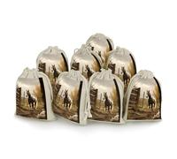 QMNRTK Fence And Horse Lot de 8 sacs vides en mousseline avec cordon de serrage en coton réutilisables et lavables pour herbes, épices, bonbons, savon, bijoux, cadeaux de mariage