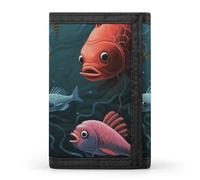 QMNRTK Fish Talk Art Portefeuille fin à triple pli, portefeuille fin personnalisé gravé RFID pour homme et femme, style, taille unique, Style :, Taille unique