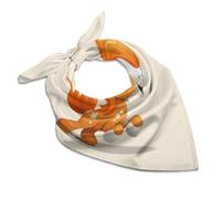 QMNRTK Foulard en soie de poney orange mignon tendance et léger en satin pour le cou - Foulard en soie pour femmes et hommes - Bandana de poche carré - 45,7 x 45,7 cm - Blanc - 46 cm