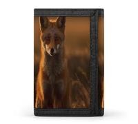 QMNRTK Fox at Sunset Portefeuille fin à triple volet personnalisé gravé RFID pour homme et femme, style, taille unique, Style :, Taille unique