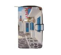 QMNRTK Greece Street Portefeuille fin à deux volets en cuir véritable minimaliste avec poche avant pour homme et femme 19,7 x 11 x 3,5 cm, Style :, 19.7x11x3.5cm