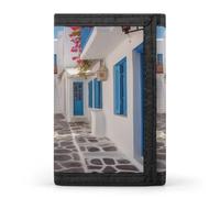 QMNRTK Greece Street - Portefeuille fin à triple pli, portefeuille fin personnalisé gravé avec blocage RFID pour homme et femme, style, taille unique, Style :, Taille unique