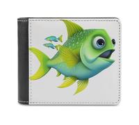 QMNRTK Green Fish Portefeuille à deux volets en cuir pour homme et femme avec blocage RFID, capacité supplémentaire, coutures ultra résistantes, portefeuille fin avec 8 emplacements pour cartes,