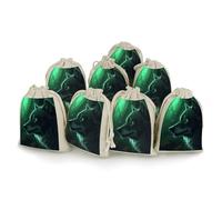 QMNRTK Green Wolf Lot de 8 petits sacs vides en mousseline avec cordon de serrage en coton réutilisables et lavables pour herbes, épices, bonbons, savon, bijoux, cadeaux de mariage